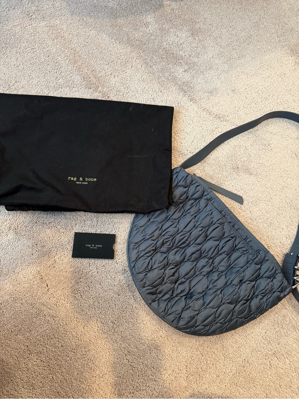 rag & bone Quilted Blue Gray Crossbody Bag